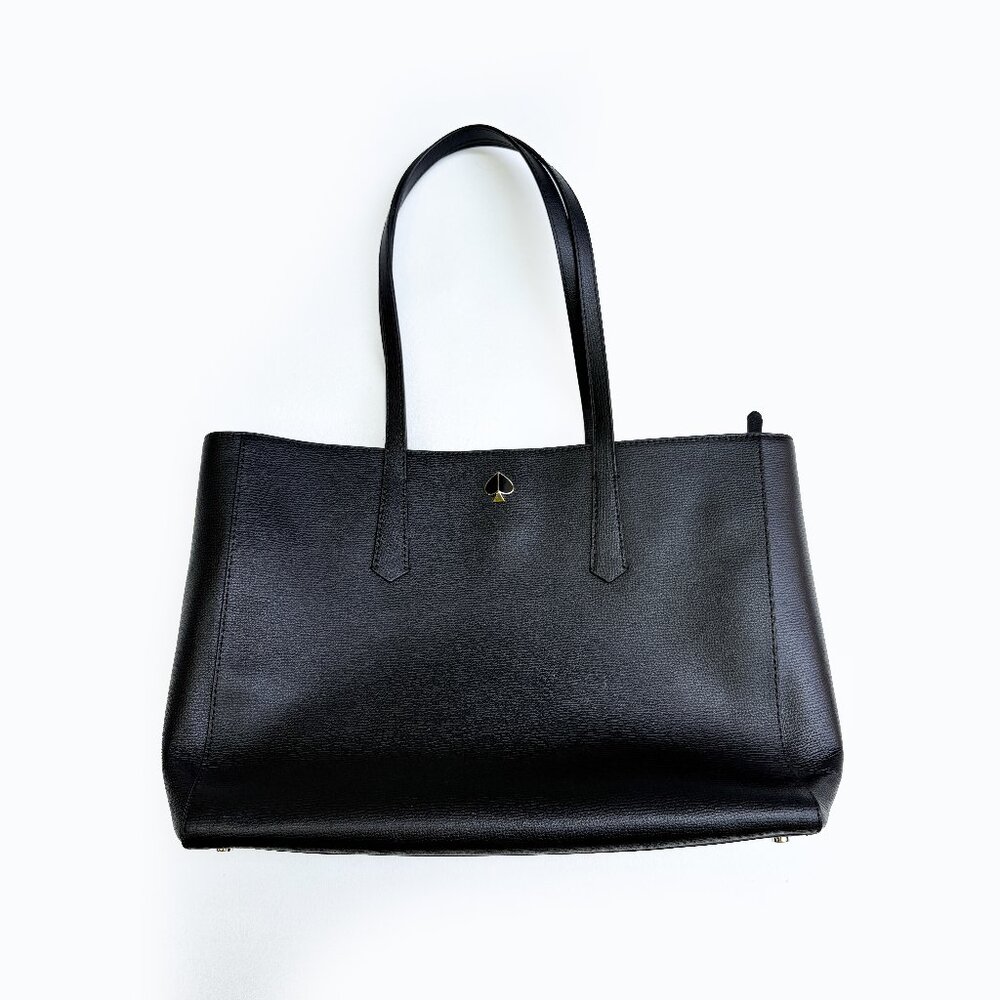 Kate Spade New York Tote Shoulder Laptop Bag in Black Leather
